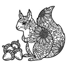 squirrel autumn leaves mandala