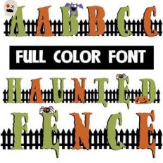 haunted fence color font