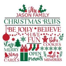 christmas rules custom family name sign