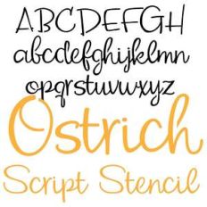 zp ostrich script stencil