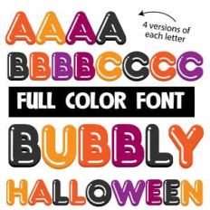 bubbly halloween color font
