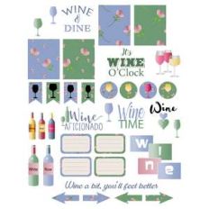 planning stickers, wine-themed