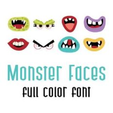 monster face full color font