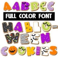 halloween cookies color font