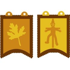 scarecrow and leaf pennants