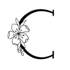 floral letter c monogram alphabet