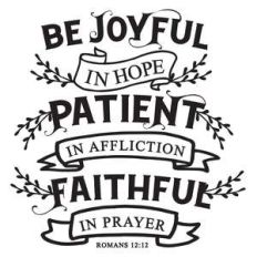 be joyful in hope patient on affliction faithful in prayer