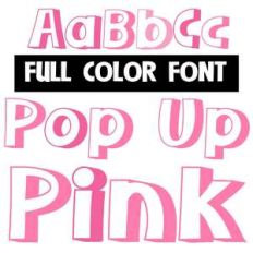 pop up pink color font