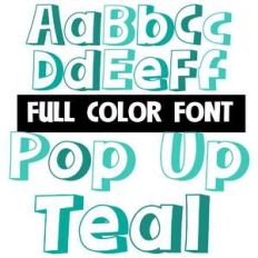 pop up teal color font