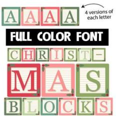 christmas blocks color font