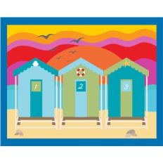 3 beach hut sunset