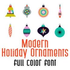 modern holidays ornaments full color font
