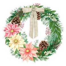 laurels with pink poinsettia christmas wreath