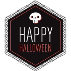 happy halloween skull label / tag