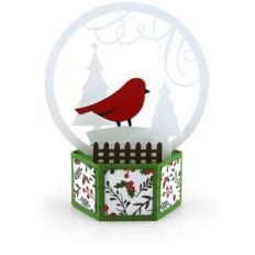 3d snow globe card bird