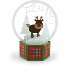 3d snow globe card rudolph