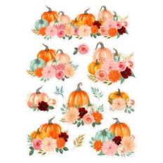 fall pumpkins and florals watercolor stickers