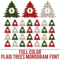 full color plaid tree monogram font