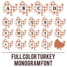 full color plaid turkey monogram font