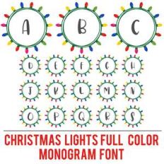 christmas lights full color monogram font