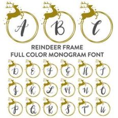reindeer frame full color monogram font