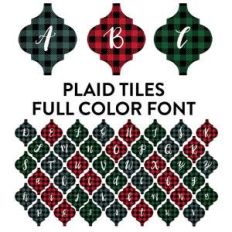 plaid tile full color monogram font