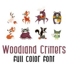 woodland critters full color font