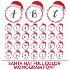 santa hat full color monogram font