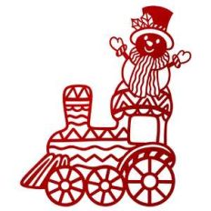 christmas toy train with snowman