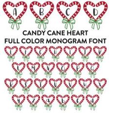 candy cane heart full color monogram font