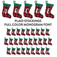 plaid stocking full color monogram font