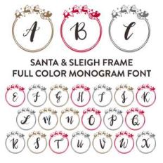 santa and sleigh frame full color monogram font