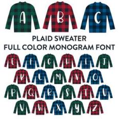 plaid sweater full color monogram font