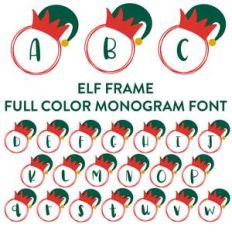 elf hat frame full color monogram font