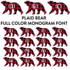 plaid bear full color monogram font