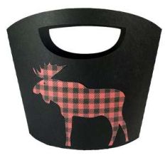 christmas buffalo plaid moose tote