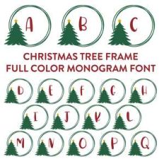 christmas tree frame full color monogram font