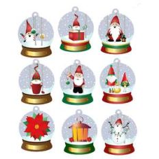 christmas gnomes snow globe tags