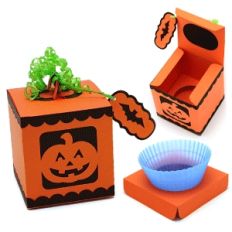 'jack o lantern' 3-d cup cake box