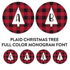 plaid christmas tree full color monogram font