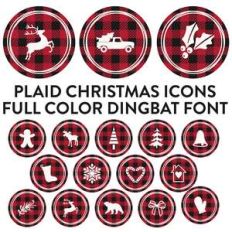 plaid christmas icons full color dingbat font