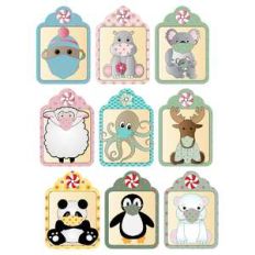 peppermint-themed masked critter gift tags