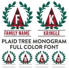 plaid tree monogram full color font