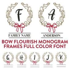 bow flourish wreath full color monogram font