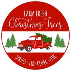 red truck christmas trees