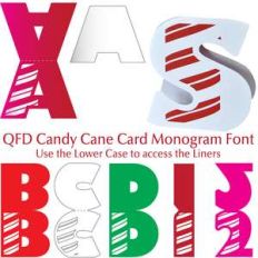 qfd candy cane card monogram font