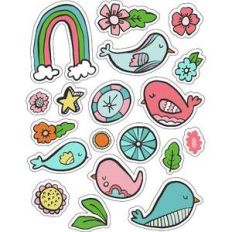 ml birds and rainbows stickers