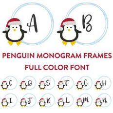 penguin monogram frames full color font