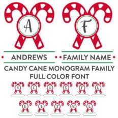 candy cane family monogram full color font