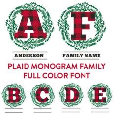 plaid monogram font family full color font